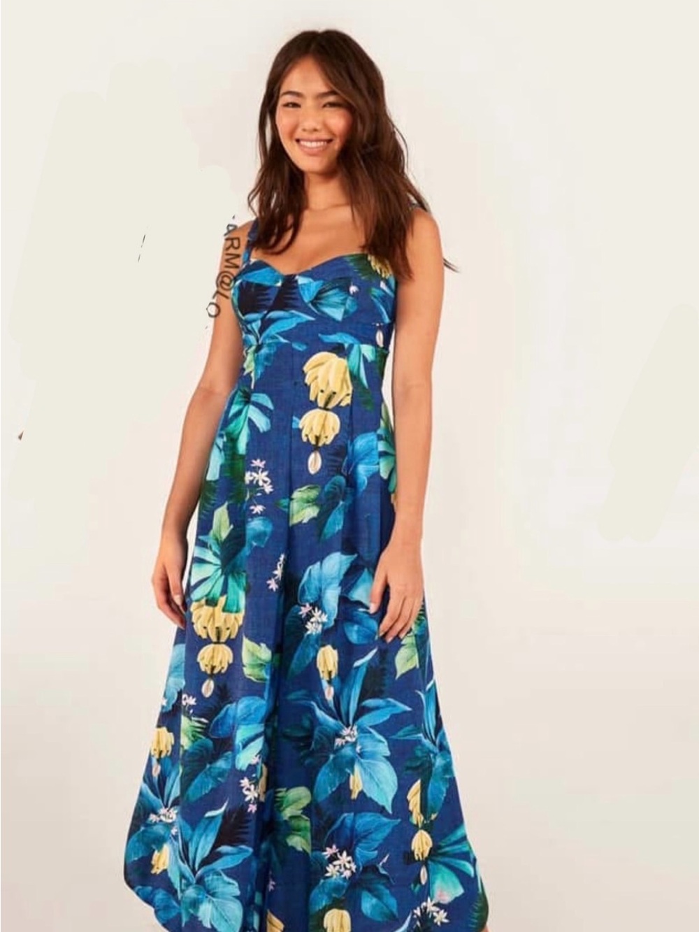 FARM Rio Blue Tropical Floral jumpsuit